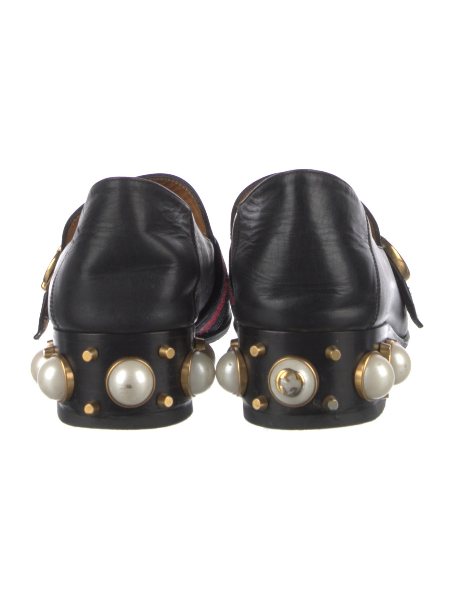 Gucci Faux Pearl Accents Leather Pumps